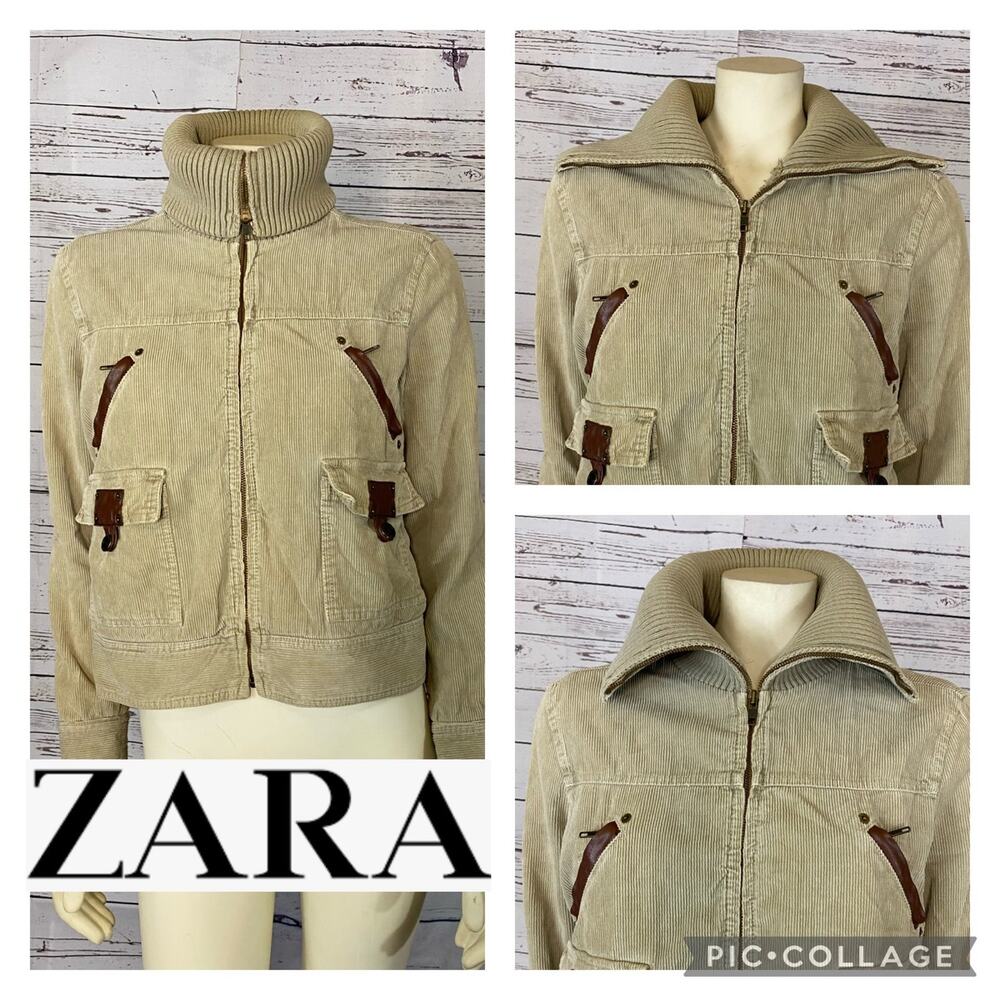 Zara TRF Retro corduroy Jacket w/ long knit turtleneck size large - Picture 3 of 12